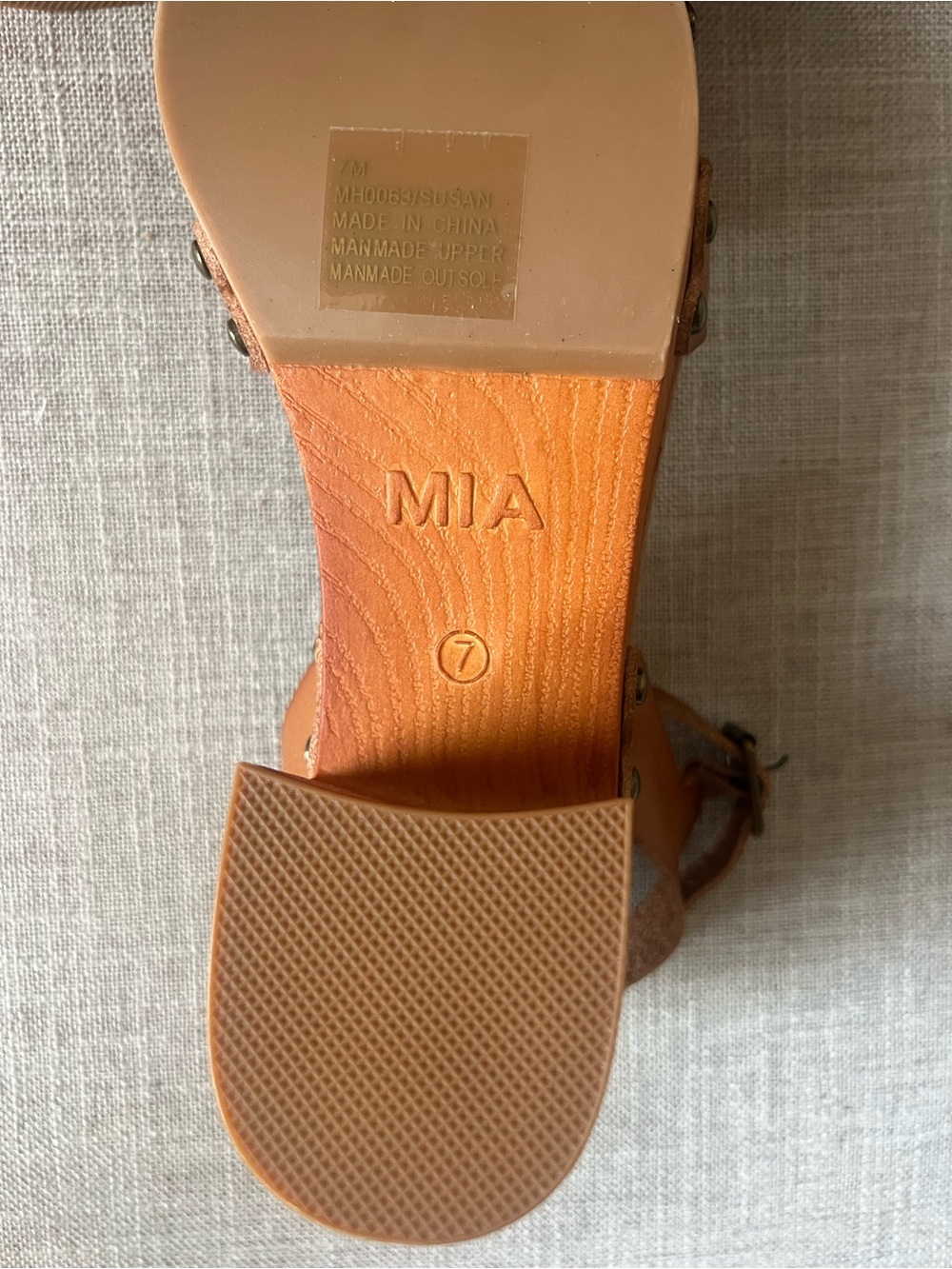 MIA Cognac Tan Crisscross Ankle-Strap block heel Summer Sandals, Size 7, NWT - Picture 6 of 8